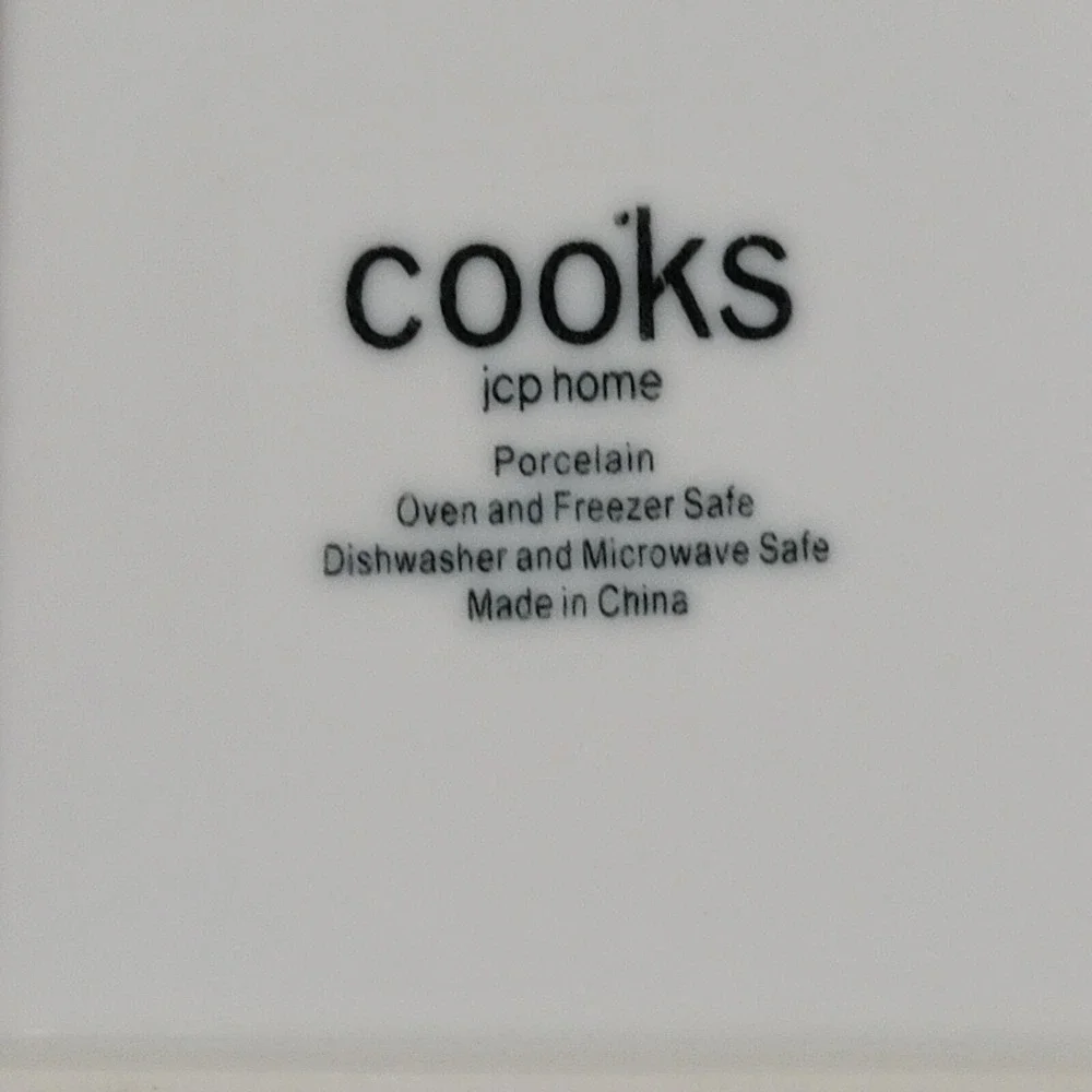 Cooks JCPenney Home‎ Collection Soup Bowl Green White Porcelain Square